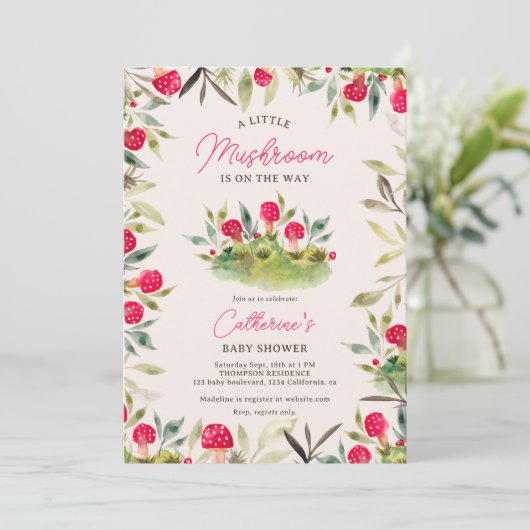 Leuke herfst waterverf kleine paddenstoel baby sho kaart (Staand voorkant)