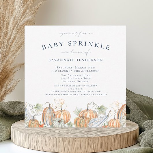 Leuke Herfst Waterverf Pompoenen Baby Sprinkle Kaart