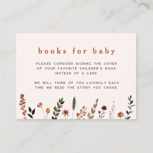 Leuke Herfst Wildflower Boeken voor Baby Informatiekaartje (Voorkant)