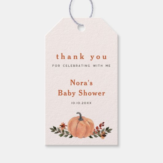 Leuke Herfst Wildflower Pompoen Cadeaulabel (Voorkant)