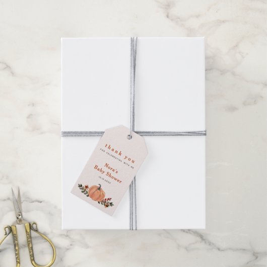 Leuke Herfst Wildflower Pompoen Cadeaulabel (Met Touw)