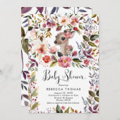 Leuke herten en bloemen baby shower kaart (Voorkant / Achterkant)