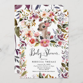 Leuke herten en bloemen baby shower kaart