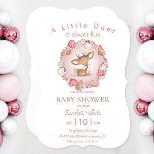 Leuke Herten Roze Kerst Baby shower Invitation Kaart