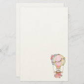 Leuke Hete Luchtballon met Beer Waterverf Statione Briefpapier (Voorkant / Achterkant)