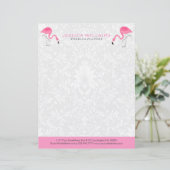 Leuke Hete Roze Flamingo Illustratie Briefhoofd (Staand voorkant)