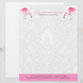 Leuke Hete Roze Flamingo Illustratie Briefhoofd (Voorkant / Achterkant)