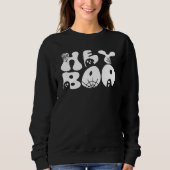 Leuke Hey Boo Grappige Halloween Groovy Retro Ghos Trui (Voorkant)