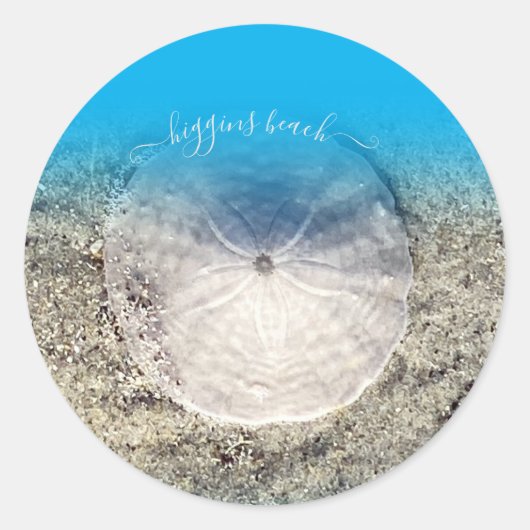 Leuke Higgins Beach Zand Dollar Blauw Ombre Ronde Sticker (Voorkant)