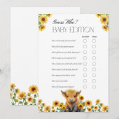 Leuke Highland Koe Baby shower Game Kaart (Voorkant / Achterkant)