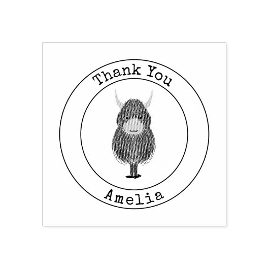 Leuke Highland Koe Dank u Rubberstempel (Afrduk)