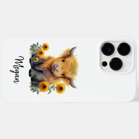 Leuke Highland Koe Geel Zonnebloem Case-Mate iPhone Case (Achterkant (horizontaal))