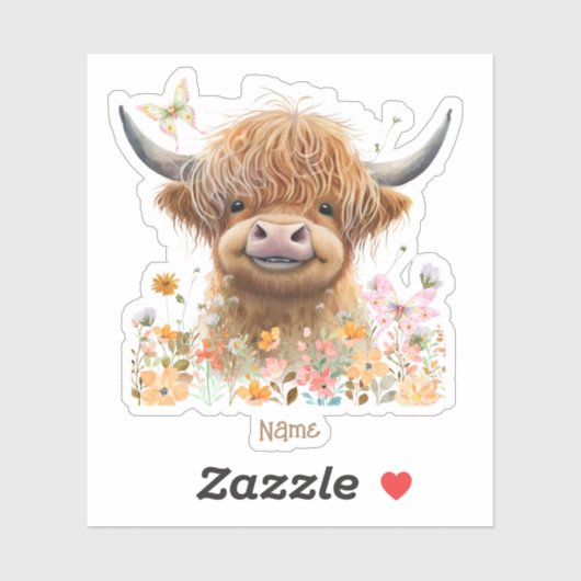 Leuke Highland Koe gepersonaliseerd Sticker (Vel)