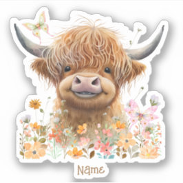 Leuke Highland Koe gepersonaliseerd Sticker