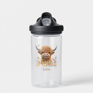 Leuke Highland Koe gepersonaliseerd Waterfles