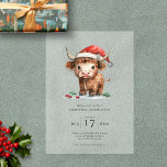Leuke Highland Koe kerstfeest Acryl Uitnodigingen<br><div class="desc">Leuke Highland Koe kerstfeest. Personaliseer eenvoudig de woorden zoals vereist. Met een feestelijke schattige illustratie van Highland Koe in een Santa hat.</div>