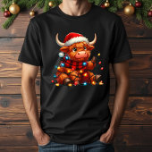 Leuke Highland koe kerstverlichting T-shirt