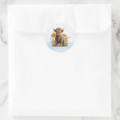 Leuke Highland Koe met Zonnebloemen Ronde Sticker (Tas)