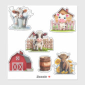 Leuke Highland Koe Set van 6 Barn Boerderij Custom Sticker (Vel)