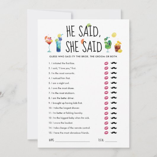 Leuke Hij Zei, Zij Zei Spelkaart Kaart (Voorkant)