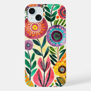 Leuke hippie bloem patroon iPhone 15 plus case