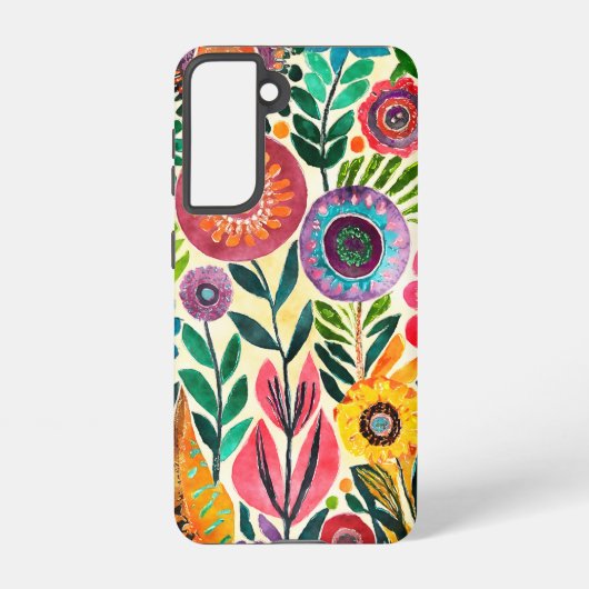 Leuke hippie bloem patroon samsung galaxy hoesje (Achterkant)