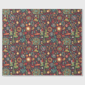 Leuke hippie kleurrijke vakantie kerst wrapping cadeaupapier (Vlak)