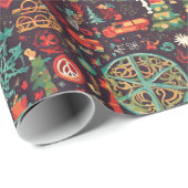 Leuke hippie kleurrijke vakantie kerst wrapping cadeaupapier (Rol Hoek)