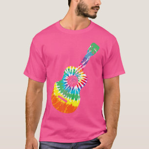 Leuke Hippie Rainbow Tie Dye akoestische gitaar T-shirt