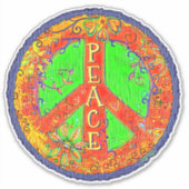Leuke Hippie Vredesbord Inspirivity Floral Sticker (Voorkant)