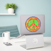 Leuke Hippie Vredesbord Inspirivity Floral Sticker (Laptop op bureau)