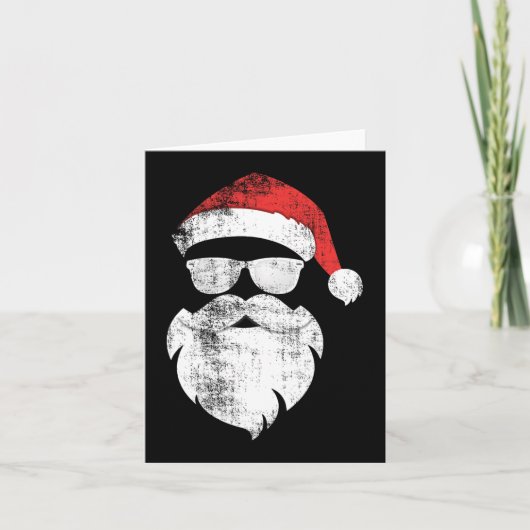Leuke Hipster Kerstman Gezicht Met Hoed Baard en B Kaart (Voorkant)