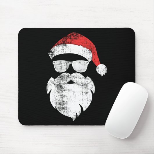 Leuke Hipster Santa Face Met Petten Baard en Glaze Muismat (Met muis)