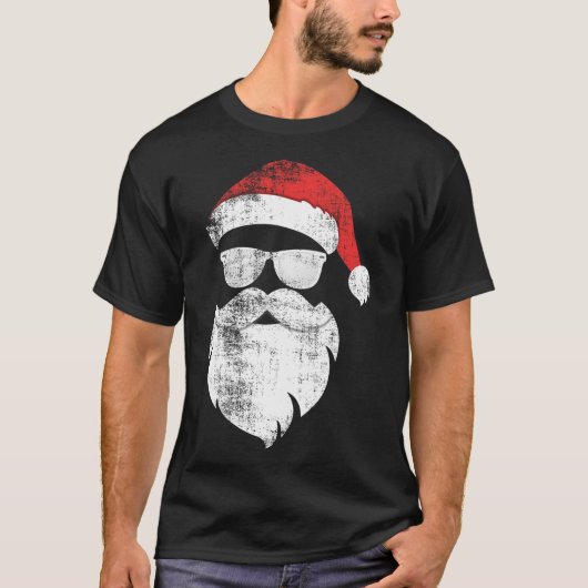Leuke Hipster Santa Face Met Petten Baard en Glaze T-shirt (Voorkant)