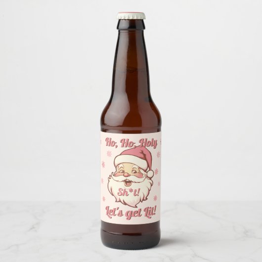 Leuke Ho Ho Retro Kerstman Kerstfeestje Bier Etiket (Voorkant)