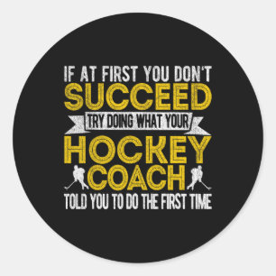 Leuke Hockey Coach IJshockey Team Coach Retro Ronde Sticker