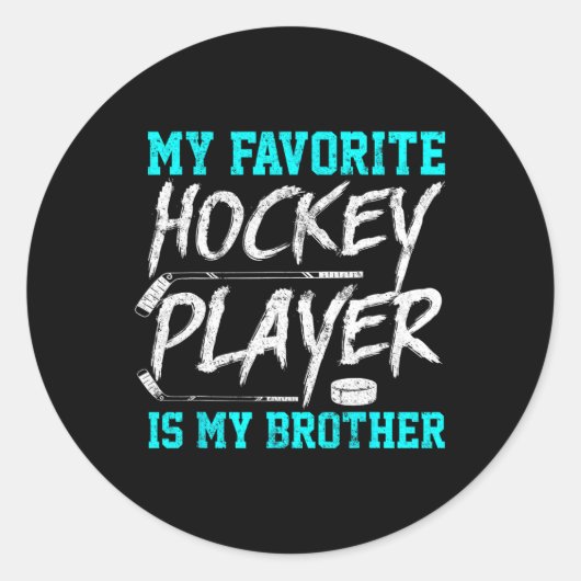 Leuke Hockey T-shirt Brother Novelty Gift Sibling Ronde Sticker (Voorkant)