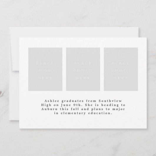Leuke hoek Script Vier foto Afstudeerder Aankondig Kaart (Achterkant)