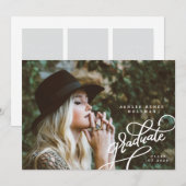 Leuke hoek Script Vier foto Afstudeerder Aankondig Kaart (Voorkant / Achterkant)