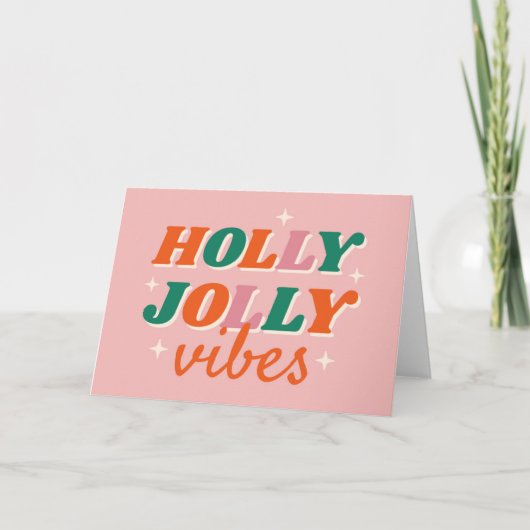 Leuke Holly Jolly Vibes Kerstontwerp Kaart (Voorkant)