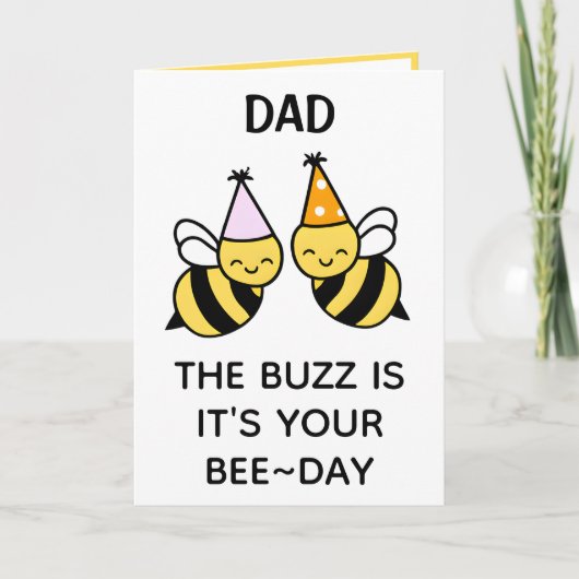 Leuke hommel bij vader gelukkig verjaardag bedankkaart (Voorkant)