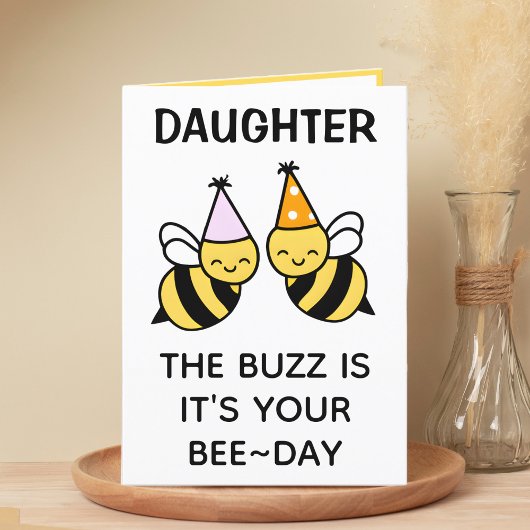 Leuke hommel bijen dochter Happy Birthday Bedankkaart