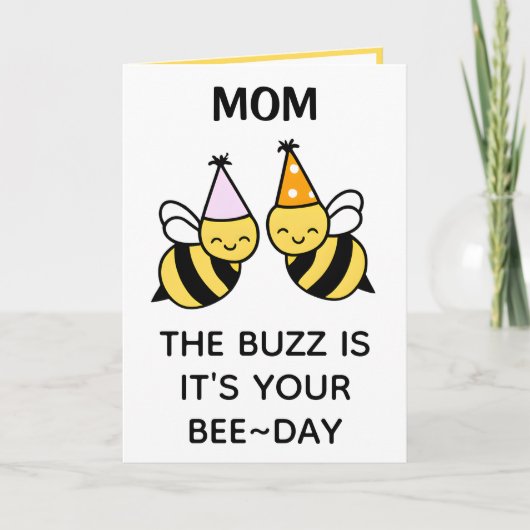 Leuke hommel bijen moeder gelukkig verjaardag bedankkaart (Voorkant)