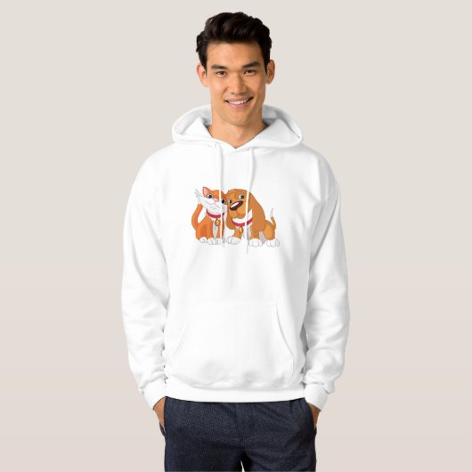 Leuke Hond En Kat Mannen Hoodie (Voorkant volledig)