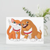 Leuke hond en kat uitnodigingen (Staand voorkant)