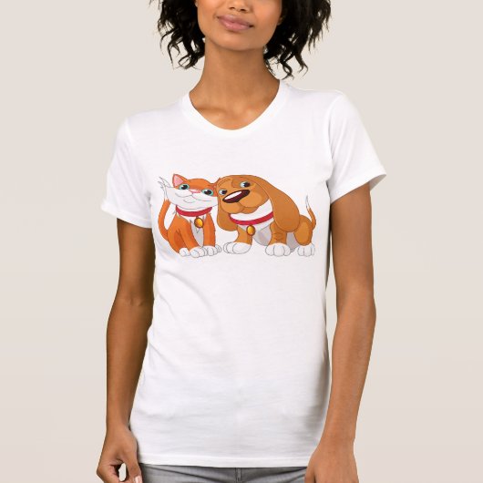Leuke hond en kat vrouwen T-shirt (Voorkant)