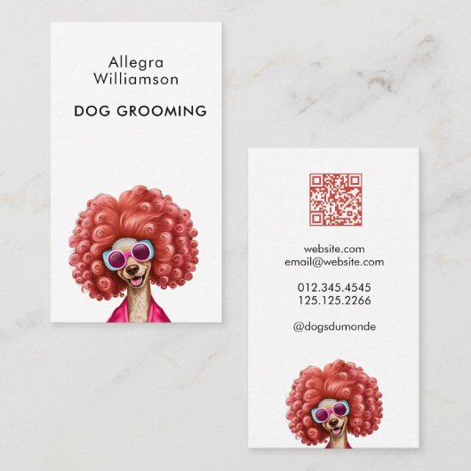 Leuke Hond Grooming Roze Poedel Visitekaartje (Voorkant / Achterkant)