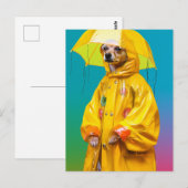 Leuke Hond in een Gele Regenjas Briefkaart (Voorkant / Achterkant)