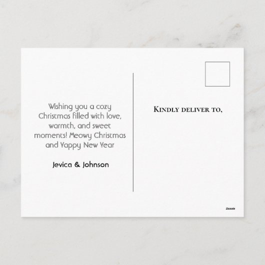 Leuke Hond Kat Kerstman pet Feestdagenkaart (Achterkant)