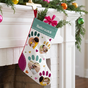Leuke hond & kat Pootafdruk Aangepaste huisdier fo Kleine Kerstsok